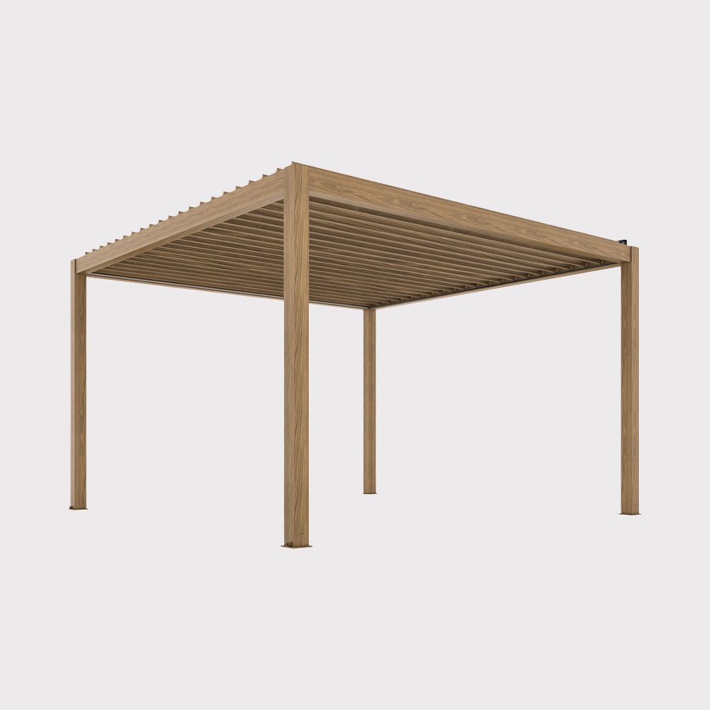 Pergola ogrodowa elektryczna Luxe 4x4 m w kolorze drewna
