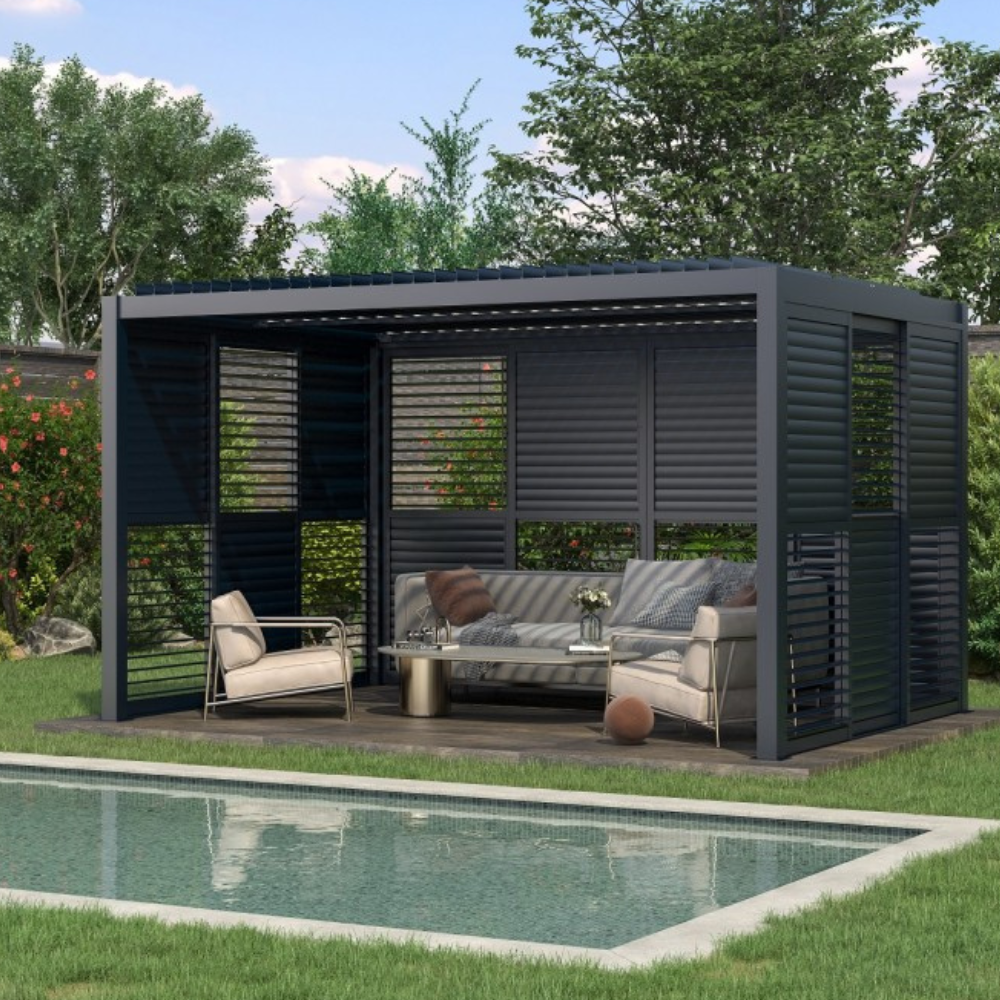 Elite sliding louvered wall 570×258 cm