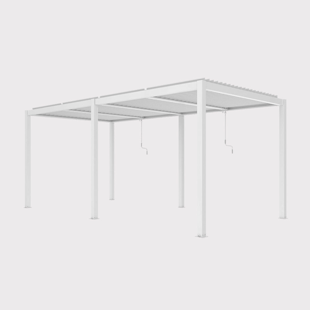 Manuelle Gartenpergola Luxe 5.8x4 m mit LED-Beleuchtung, weiß
