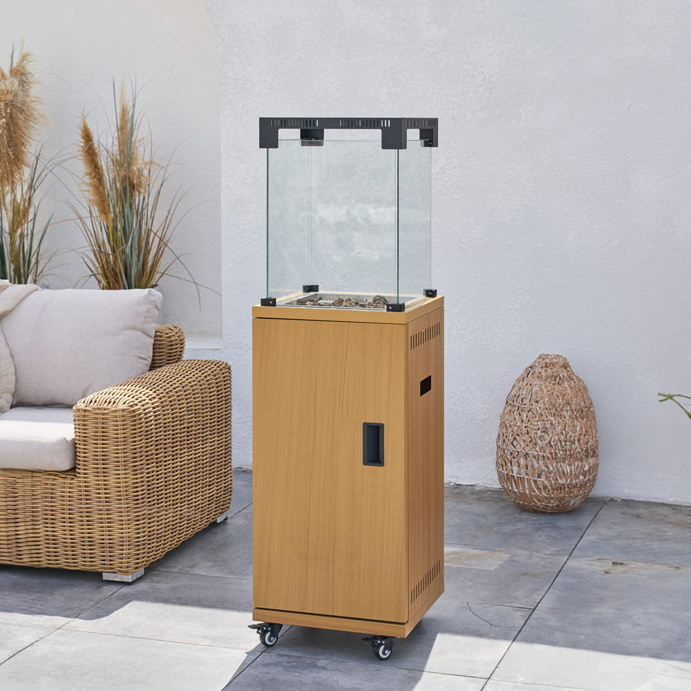 Wood-colored patio heater