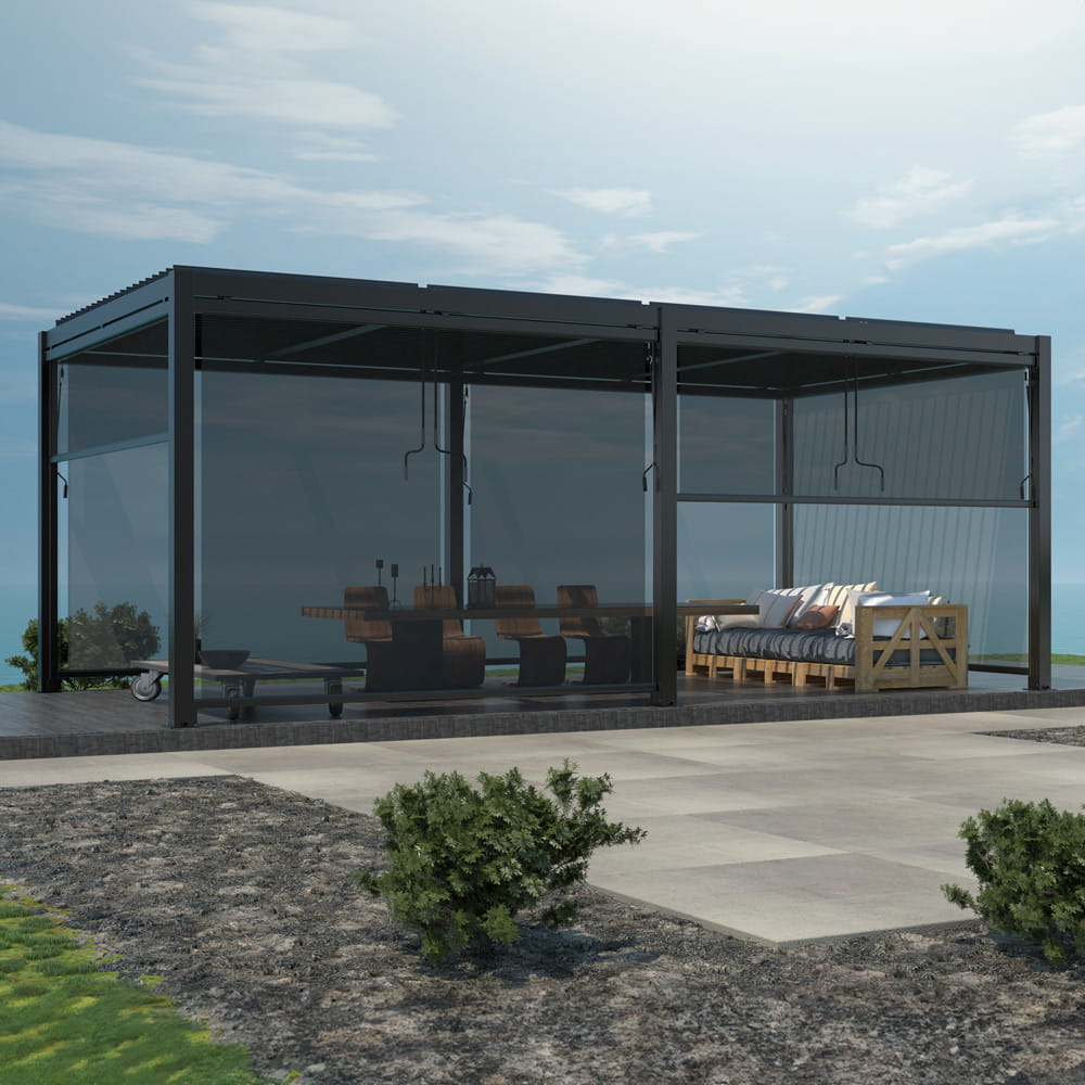 Pergola ogrodowa 7,8 x 4 m z manualnie regulowanym dachem antracyt