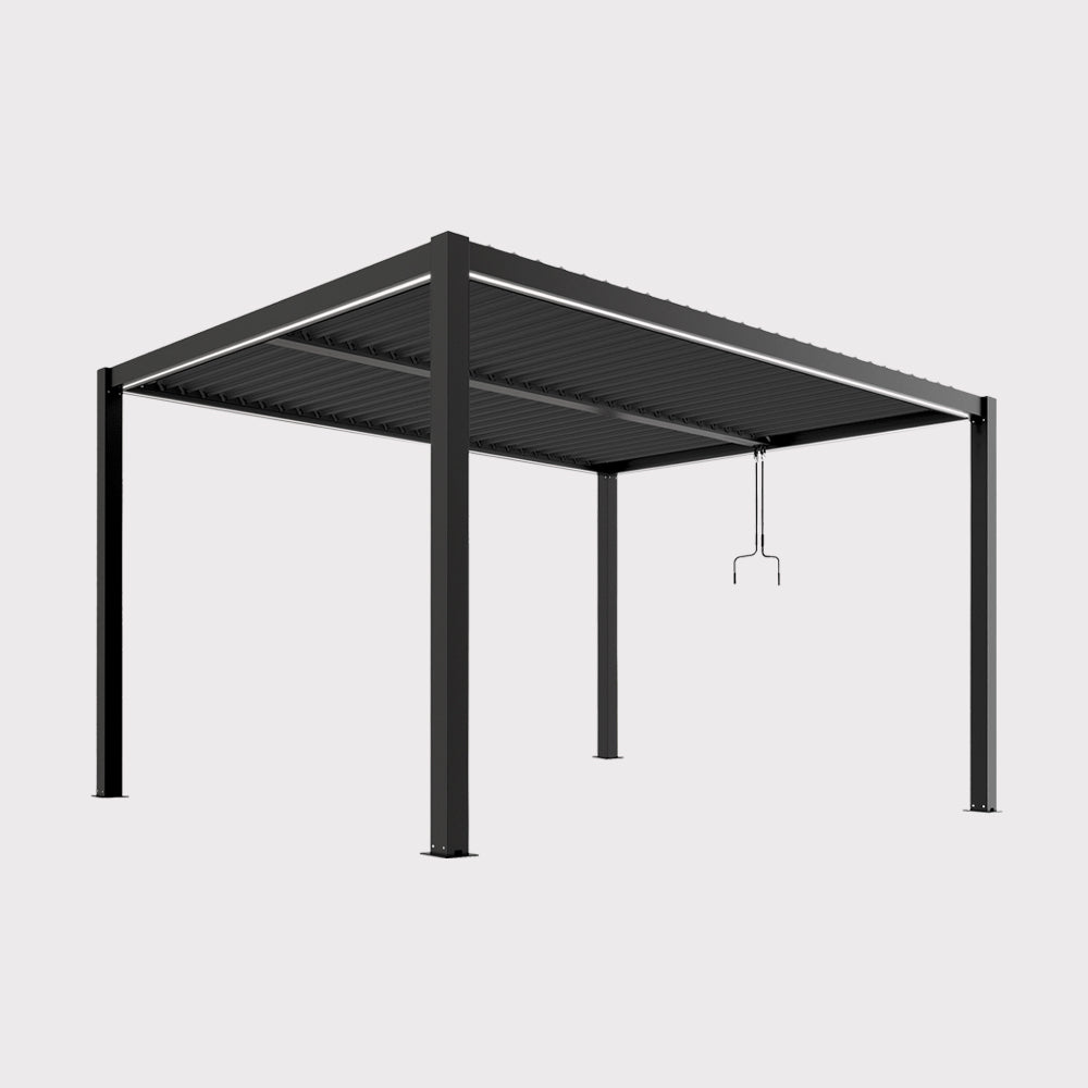 Manuelle Gartenpergola Luxe 4x4 m mit LED-Beleuchtung Anthrazit