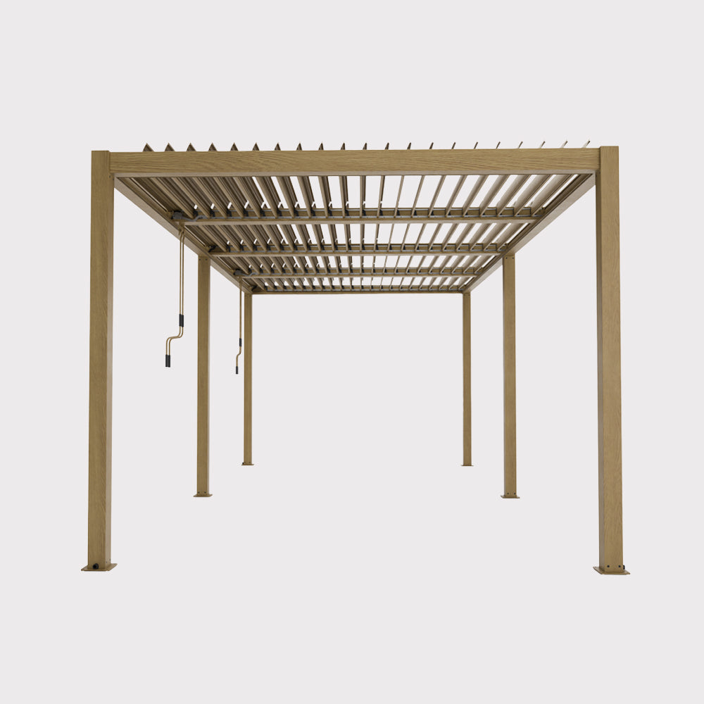 Manuelle Gartenpergola Luxe 5.8x3x2.3 m mit LED-Beleuchtung in Holzfarbe